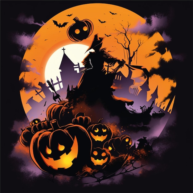 Halloween-Grafik-T-Shirt-Kunstwerk-Illustration