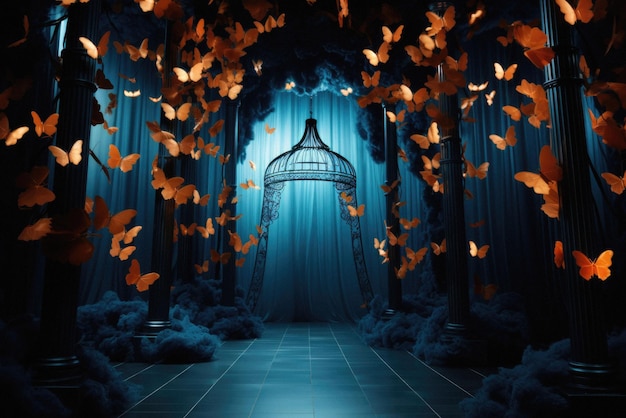 Halloween gruseliger Hintergrund gruselige Kürbisse im gruseligen Horror-Geisterschloss