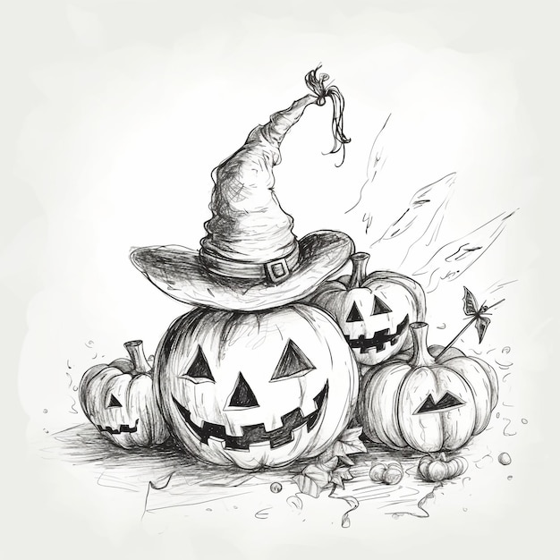 Foto halloween gruseliges doodle-sketch