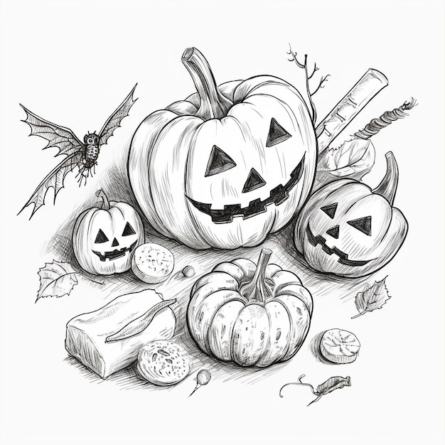 Foto halloween gruseliges doodle-sketch