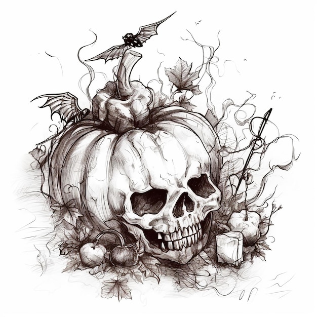 Foto halloween gruseliges doodle-sketch