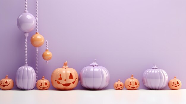 Halloween-Halloween-Hintergrund mit Kürbissen 3D-Rendering