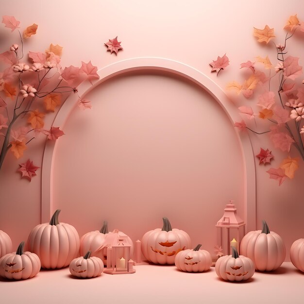 Halloween-Halloween-Hintergrund mit Kürbissen 3D-Rendering