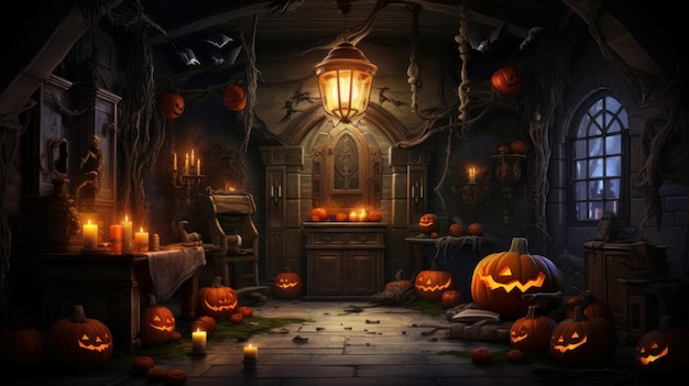 Halloween-Haus-Innenraum von KI generiert