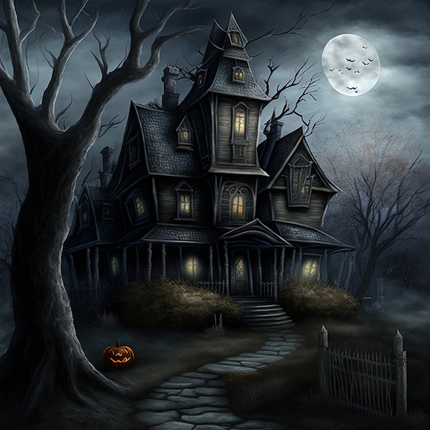 Halloween-Haus schwarze Themahintergrundillustration