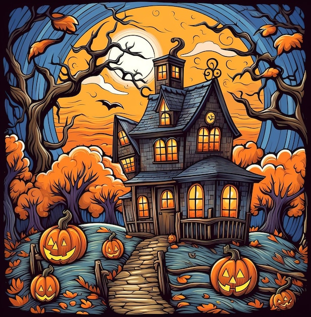 Halloween-Hausillustration