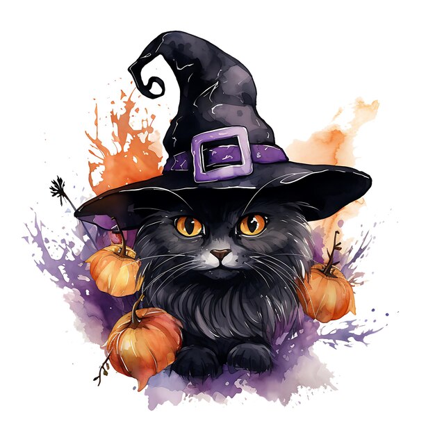 Foto halloween hexe katze aquarell clipart