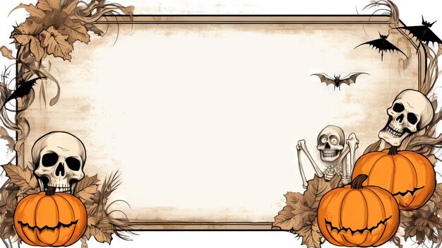 Foto halloween-hintergrund, halloween-kürbisse, halloween-schloss. ai generierte eine hochauflösende halloween-illustration auf weißem hintergrund