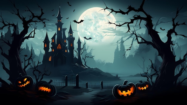 Halloween-Hintergrund mit beängstigender, heimgesuchtes Schloss