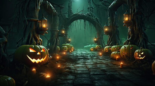 Halloween-Hintergrund mit einer beängstigenden Szene