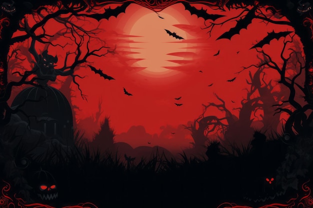 Halloween-Hintergrund mit Fledermäusen und Bäumen