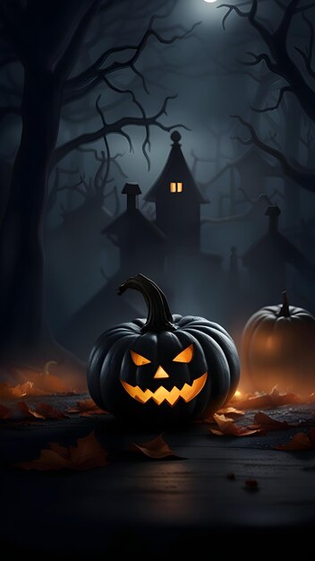 Halloween-Hintergrund mit gruseliger Kürbislaterne