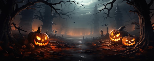 Foto halloween-hintergrund mit halloween im stil von dunkelheit und licht