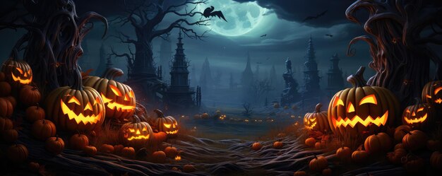 Foto halloween-hintergrund mit halloween im stil von dunkelheit und licht