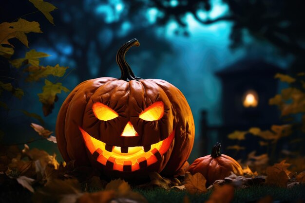 Foto halloween-hintergrund mit jack o' lantern generative ai