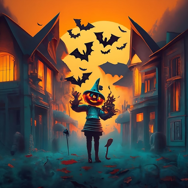 Halloween Hintergrund mit Kürbisse und Fledermäuse