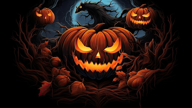 Halloween-Hintergrund mit Kürbissen Vektorillustration