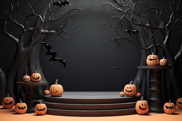 Halloween-Hintergrund mit Podium für Produkt