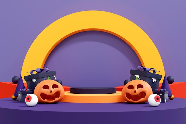 halloween-hintergrund mit podium für produktanzeige.