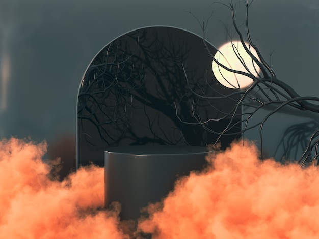 Halloween-Hintergrund mit Produktstand 3D-Rendering