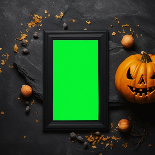 Foto halloween-hintergrund mit telefon mit kopierraum