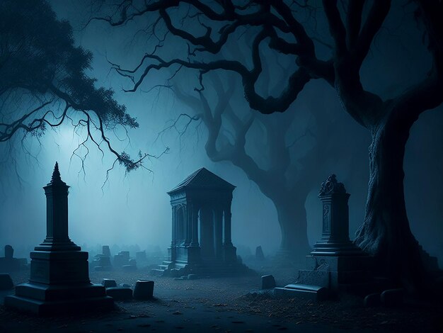 Halloween-Hintergrund von Friedhof und Friedhof ai Generation