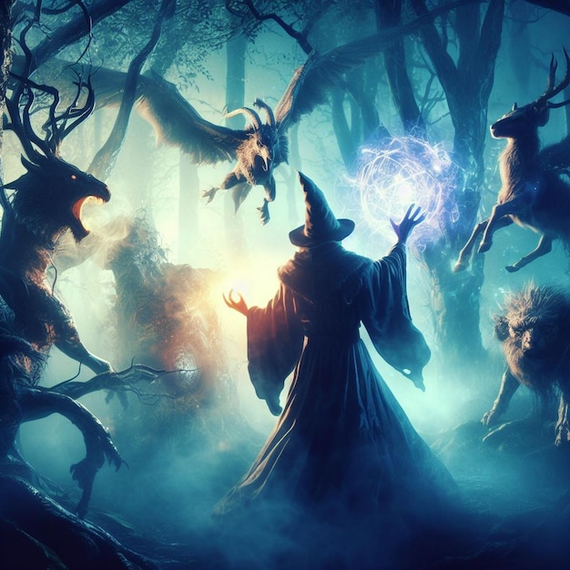 Halloween-Hintergrundbilder Halloween-Wald mit mythischen Kreaturen Horror-Wald schwarze Magie