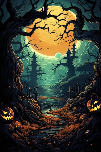 Halloween-Hintergrundplakat-Horrorillustration