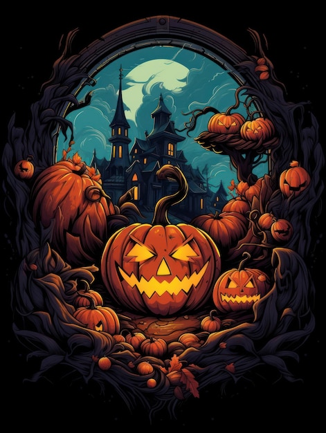 Halloween-Horror-Hintergrunddruck für T-Shirts