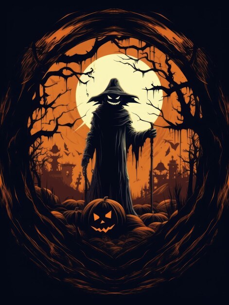 Halloween-Horror-Hintergrunddruck für T-Shirts