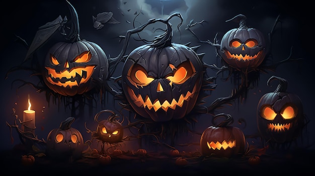 Halloween Horror-Thema Konzeptkunst Mondlicht-Party Kürbisse