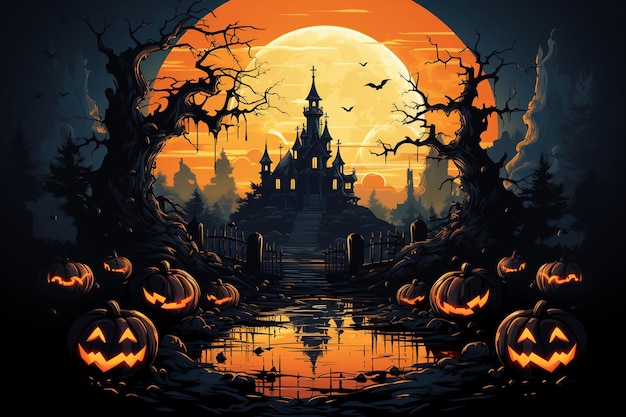 halloween ilustração feriado abóbora outono celebração design escuro outubro horror