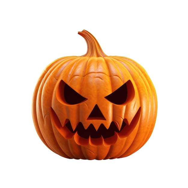 Halloween-Jack-o-Lantern-Kürbis mit gruseligem Gesicht isoliert auf weißem Hintergrund