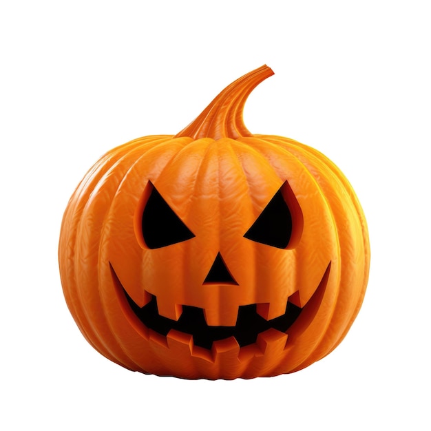 Halloween Jack o Lantern Pumpkin com um rosto assustador isolado em um fundo branco