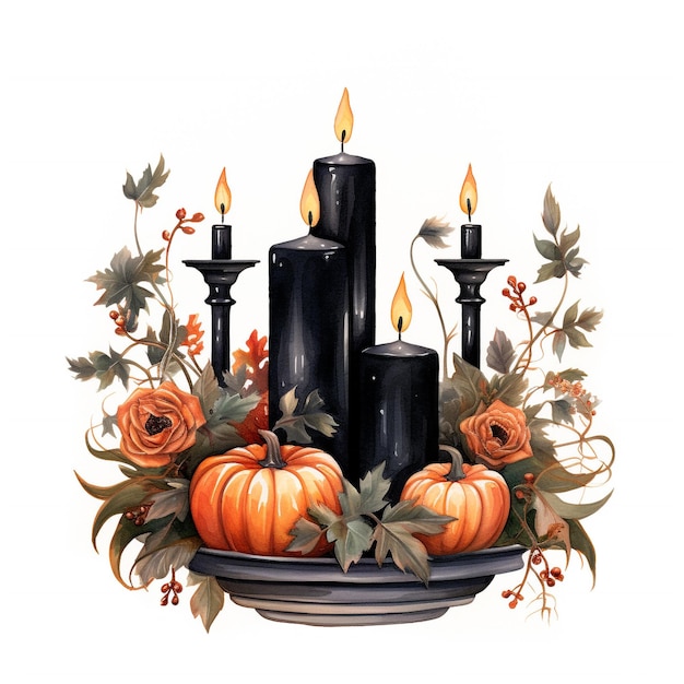 Halloween-Kerze-Blumenarrangement