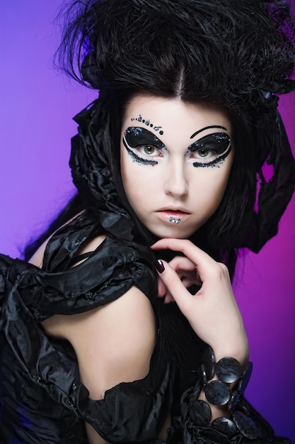 Foto halloween-königin mit gothic-make-up