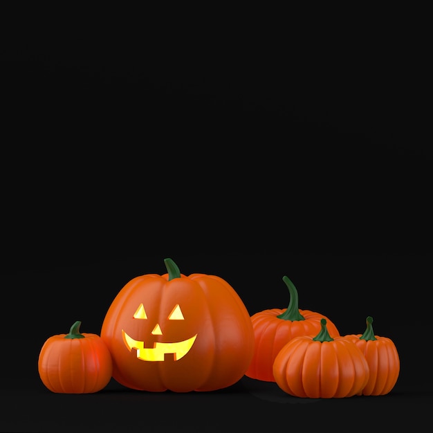 Foto halloween-komposition mit kürbis 3d render
