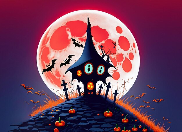 Halloween-Konzept Horrorhaus im Hintergrund