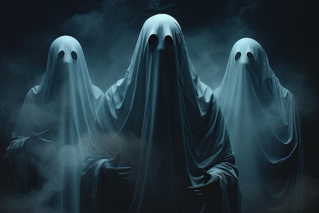 Halloween-Konzept mit Geist auf dunklem Hintergrund 3D-Rendering
