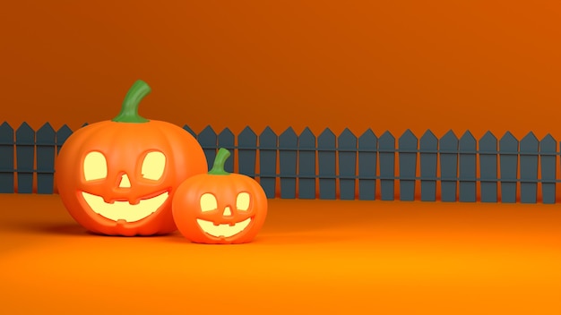 Halloween-Konzept mit Kürbis 3D-Render