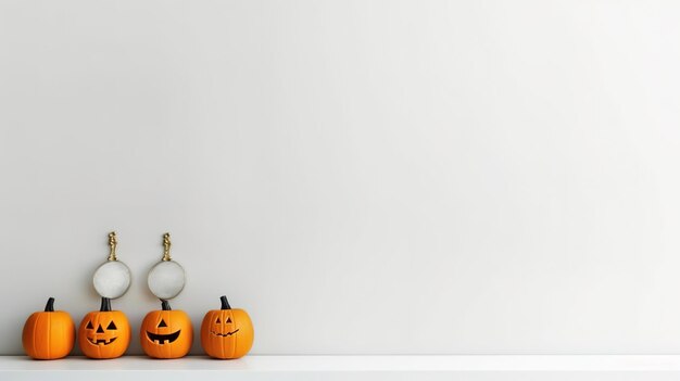 Halloween-Kürbis-Dekoration mit weißem Hintergrund und Kopierraum, ai generiert