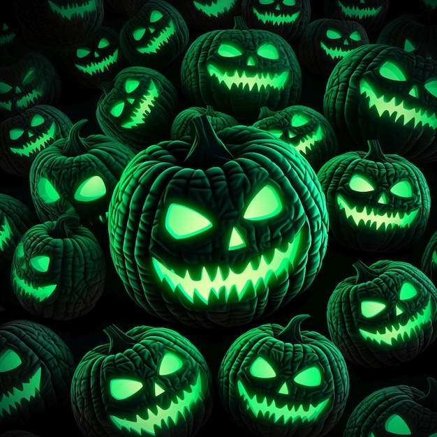 Halloween-Kürbis-Druckmuster Neon-grüner Jackolantern