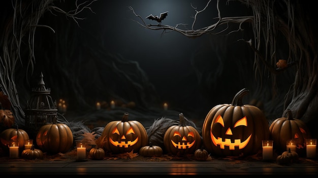Halloween-Kürbis isoliert auf einem Foto-Hintergrund, der von KI generiert wurde