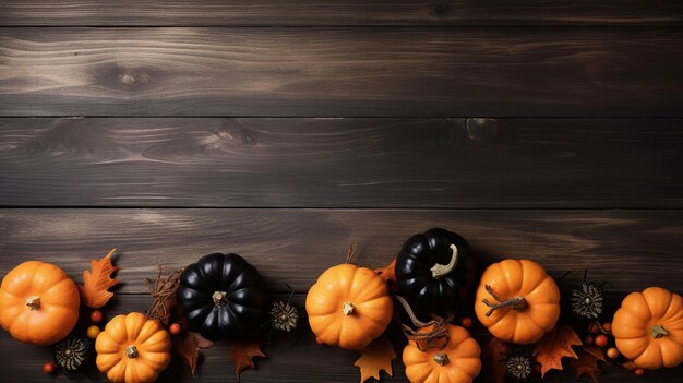 Halloween-Kürbisse auf einem hölzernen Hintergrund.