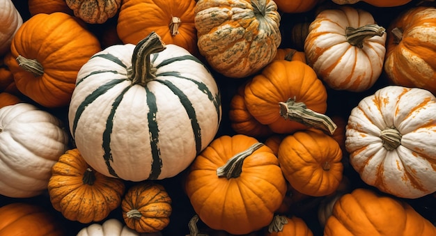 Halloween-Kürbisse Herbst-Hintergrund mit KI generiert