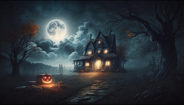 Halloween-Landschaftsillustration