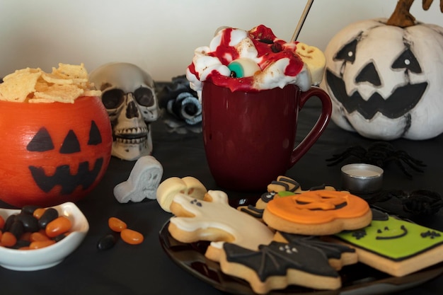 Foto halloween-leckereien und snacks