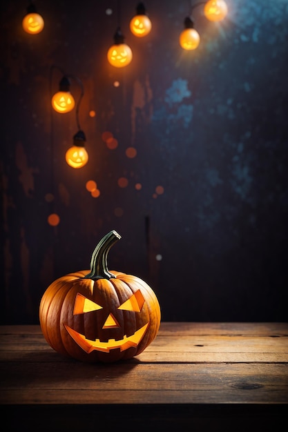 halloween leerer Holztisch verschwommener heller Hintergrund