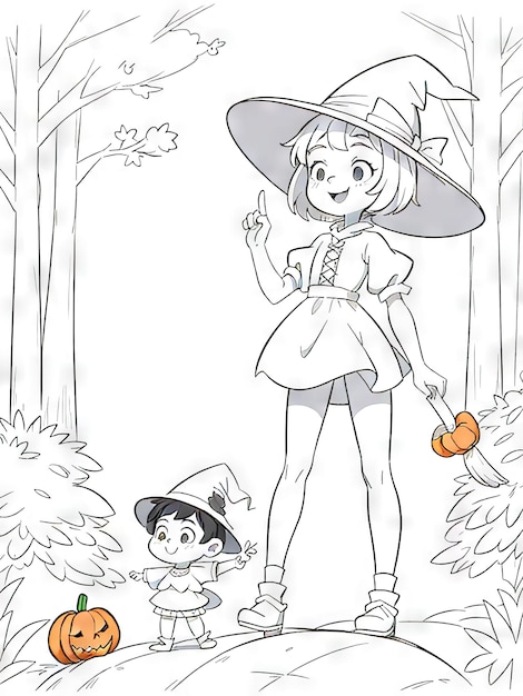 Halloween Line Art Coloring Book para Crianças abóboras fantasmas e delícias assustadoras