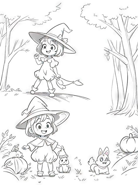 Halloween Line Art Coloring Book para Crianças abóboras fantasmas e delícias assustadoras